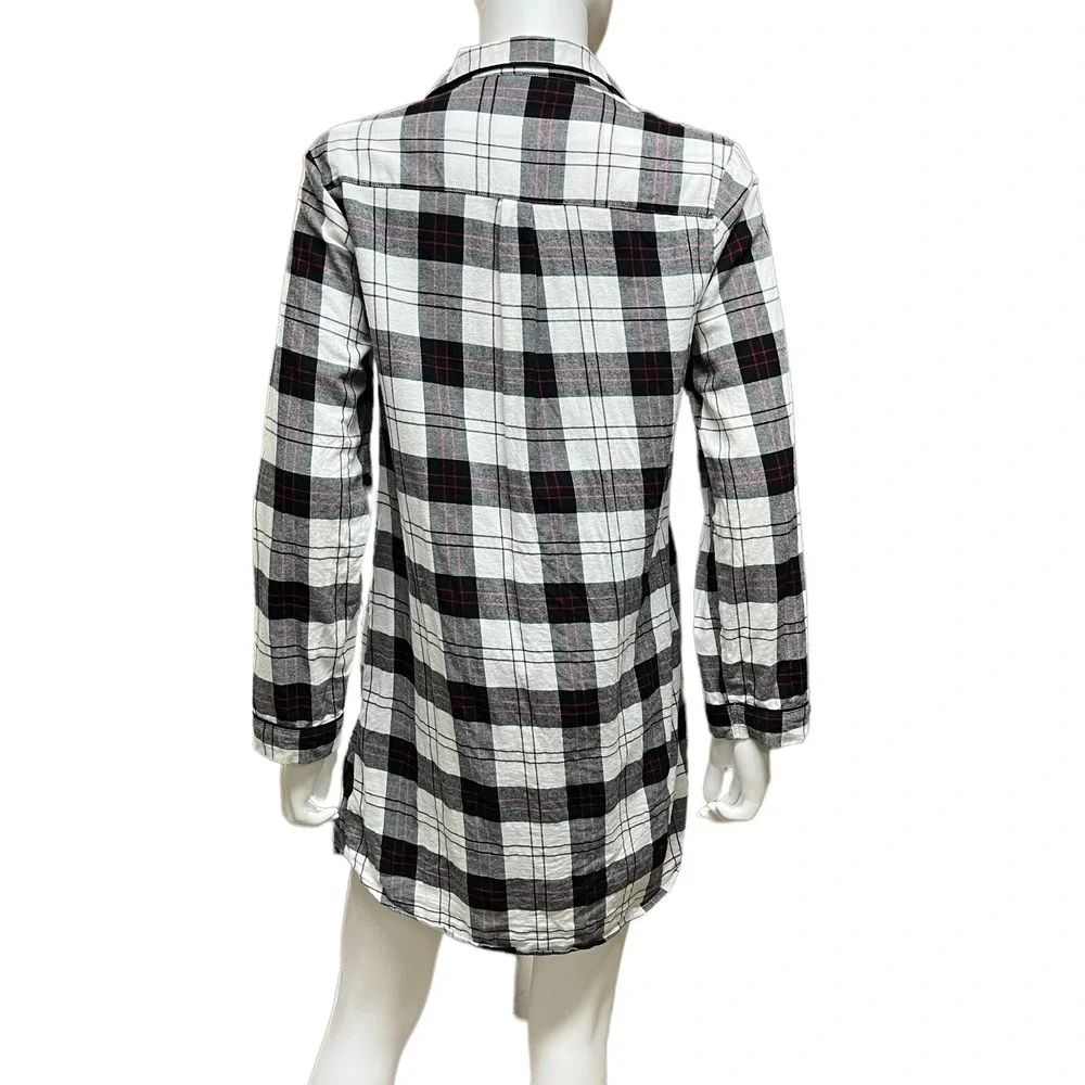 Plaid Sleep Shirt Cottagecore Grunge Cozy Flannel‎ Lounge Nightgown Sleepwear XS